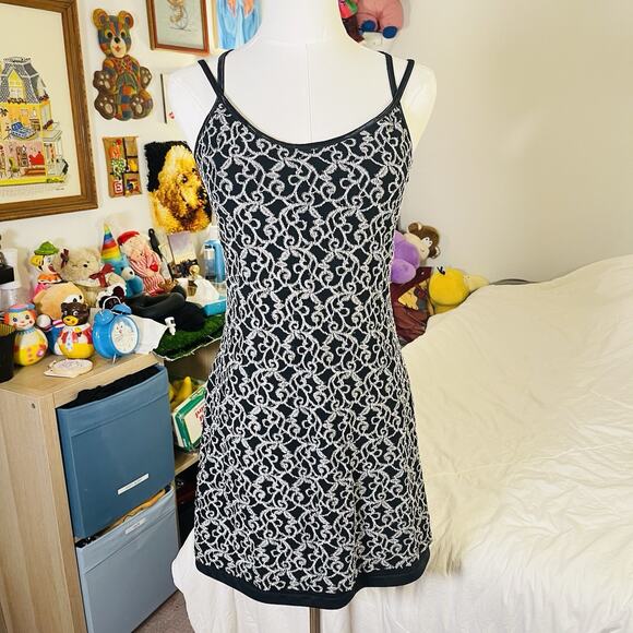 Byer Too Vtg 90s Y2K Mini Strap Dress Stretch M Whimsygoth Romantic Goth USA EUC - Picture 8 of 10